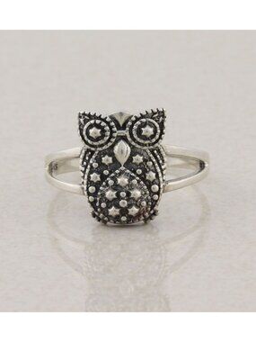 Sterling Silver Owl Ring Size 8 3/4